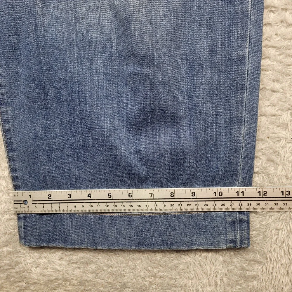 Duluth Trading Cropped Jeans Women 16 Blue Denim Wide Leg Stretch Mid Rise 38x24